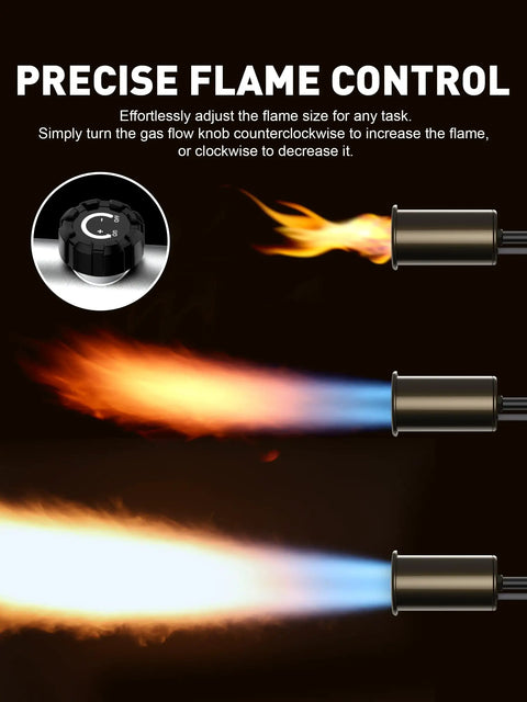 Propane Torch Gun With Adjustable Flame For Searing Charcoal Lighting And BBQ Grilling High Temp Blow Torch With Precise Flame Control