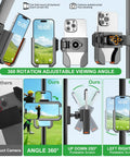 360 swivel view of 2-In-1 Golf Cart Phone Holder Mount With Magnetic Base And Vise Clamp For 4.5-7 Inch Smartphones, EZGO Club Car Yamaha