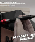 Hand using Five Piece Extra Long Magnetic Screwdriver Bit Holders Set With Two Inch Four Inch Six Inch Twelve Inch And Seventeen Inch Lengths One Quarter Inch Hex Shank Quick Release Extension Durable CR V Steel Universal Fit For Impact Driver Bits for easy bit changes