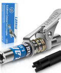 Grease gun coupler with locking lever and spring, silver metal body, 1/8 in NPT fitting, black plastic tip