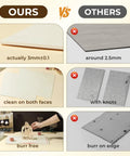 Comparison showing basswood sheets 12 by 24 by one eighth inch for laser cutting and engraving vs. competitors with knots and burrs.