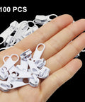 Replacement Zipper Sliders Size Five White Pulls For Nylon Coil Zippers Metal Zippers Repair Kit For Luggage Jackets Purses Bags