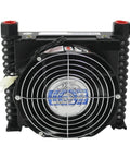 Beefy 10 L Per Min Hydraulic Cooler Air Cooled Oil Radiator Heat Exchanger For CNC Hydraulic System DC 12 V With 1.2 KW Cooling Power 1.0 MPa Working Pressure Built To Last Heavy Duty, front view of cooling fan and grille