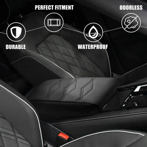 Center Console Armrest Cover For Volkswagen Atlas And Cross Sport 2024 To 2026 Premium Vegan Leather Thick Cushion installed view