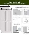 Space Saving Bi Fold Barn Door Kit 64 by 84 Inches White With Hardware Included Sliding Closet Doors assembly diagram