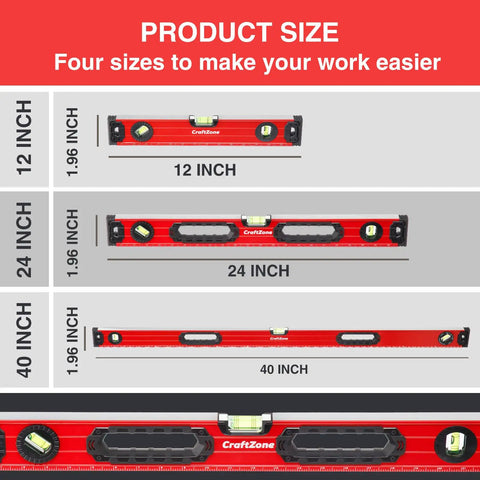Heavy Duty Magnetic Spirit Level Set Includes 12 24 And 40 Inch Aluminum Bars With Bold Bubble Vials Dead Nuts Precision Alignment And A Slick Finish Perfect For Any No Sweat Shop Task Or Weekend Build