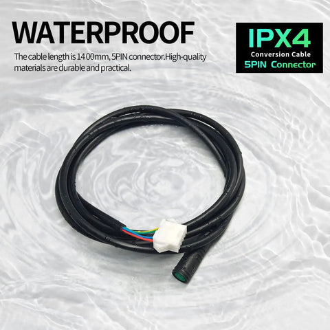 Ebike LED LCD Display Cable 5pin JULET Female Plug And Play Waterproof Connector 56.3 Inch 1430mm Length For Electric Bicycle Dashboard Display Replacement Kit For Easy Upgrade