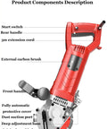 Heavy Duty Powerhouse Electric Wall Cutting Saw With Laser Aiming 5500W Concrete Chaser showing product components and features.