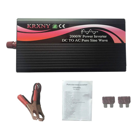 2000W Pure Sine Wave Inverter Rock Solid 48V DC To 110V AC 60Hz With LED Display Off Grid Solar, with cables and manual