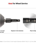 1/2 Inch Drive Flip Socket 19 x 21 mm Deep Thin Wall Impact Socket For Wheel Service With Reversible Flip Design