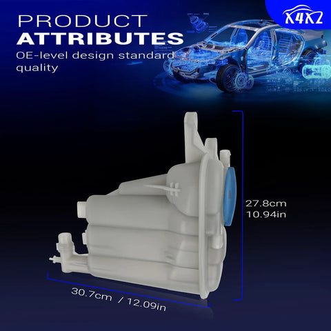 Top Shelf Drop In Replacement Front Engine Coolant Reservoir Expansion Tank dimensions 30.7cm x 27.8cm for Audi A4 A5 Q5 2012-2016.