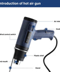 2 In 1 Shrink Wrap Machine With Heat Gun 45 Cm Manual Heat Sealer showing the heat gun features like air inlet and wind control switch.