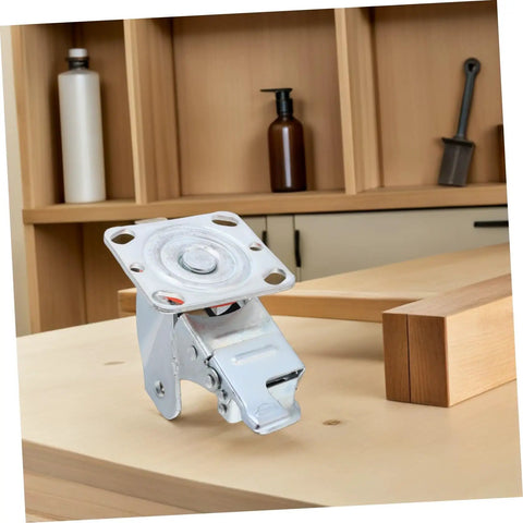 Badass Heavy Duty Swivel Caster Bracket 4 Inch Rotatable Steel Wheel Frame With Brake on wooden surface in workshop.