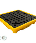 Heavy Duty Spill Containment Pallet For 55 Gal Drum, Low Profile Leak Proof Platform With 11.35 Gallon Sump, Removable Grating