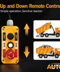 2 Button Crane Pushbutton Switches With Box Holder And 15 Inch Cable, yellow remote control for up and down operation.