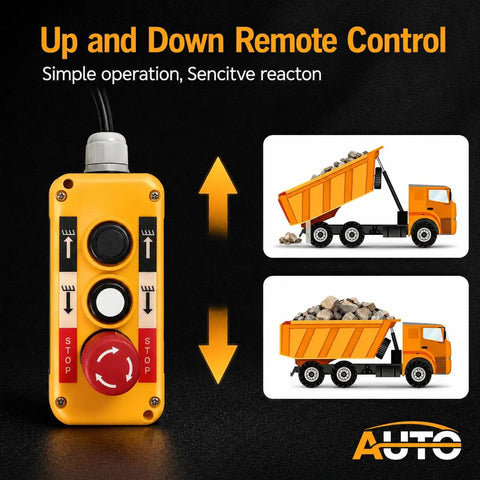 2 Button Crane Pushbutton Switches With Box Holder And 15 Inch Cable, yellow remote control for up and down operation.