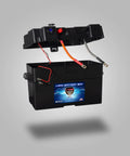 Heavy Duty Battery Box With Usb And Usb C Charging Ports And Built In Voltmeter For Group 24 27 31 Cells, open view showing connections.