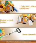 Steps to assemble Bubble Machine For Toddlers And Kids Vehicle Bubbles Lawn Mower Toy Rechargeable Bubble Blower For 1 2 3 Year Old Boys And Girls Perfect Outdoor Summer Toy Gift For Baby Birthday Easter Yellow
