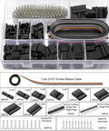 Ratcheting Crimping Tool Kit For DIY Electronics With 1550 Dupont 2.54mm Connectors And 760 JST XH 2.54mm Connectors Plus 1.5m 10 Wire Ribbon Cable in organizer box
