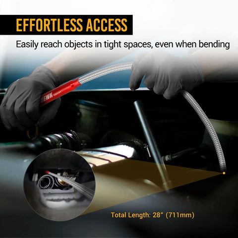 Magnetic Flexible Claw Grabber Go To Pick Up Tool With Led Light 28 Inch Reach Bendable Four Finger Retrieval Gadget For Reaching Tight Spots And Retrieving Small Parts Like Screws Nuts And Debris