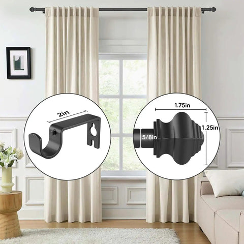 Matte Black Curtain Rod 35 To 47 Inch Adjustable Telescoping With Brackets 5 Eighth Inch Diameter for living room window
