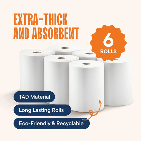 Touchless Commercial Paper Towels 10 x 800 White Roll Towels Six-pack roll view