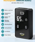 Control panel of 67 Inch Cordless Heating Pad For Back Pain Relief With 3 Heat Levels And 5 Vibration Intensities showing settings display
