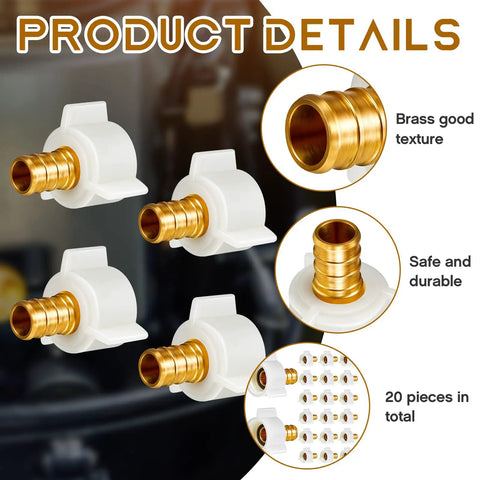 Half Inch Brass Swivel PEX Adapter Crimp Fittings With Female Threads For Easy Plumbing Repairs Durable Anti Corrosion Connectors Kit Plug And Play Ready With PEX Tubing 20 Pieces, 1/2 in brass PEX adapters