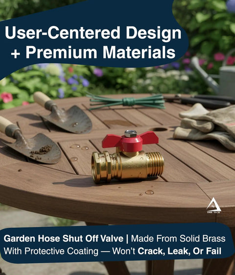 Brass Garden Hose Shut Off Valve Three Quarter Inch Full Flow Design Built Tough And Heavy Duty 2026 Edition on outdoor table