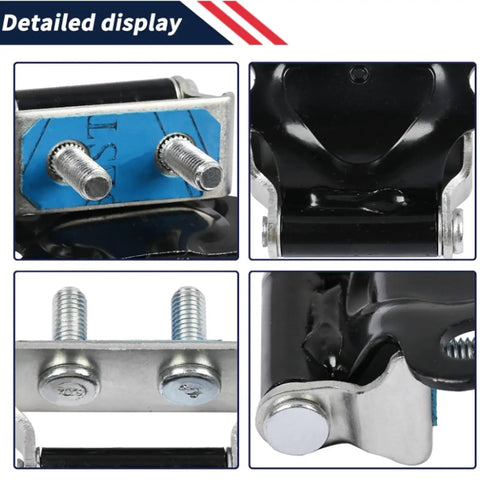 Detailed view of Rock Solid Tailgate Hinge Replacement Pair High Strength Steel Direct Fit OEM Specs Complete Left And Right Kit.