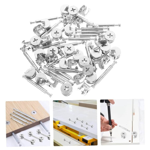 20 Sets Furniture Connecting Cam Fittings Kit Connectors Dowels For Cabinets, Easy Installation, Strong Load Bearing