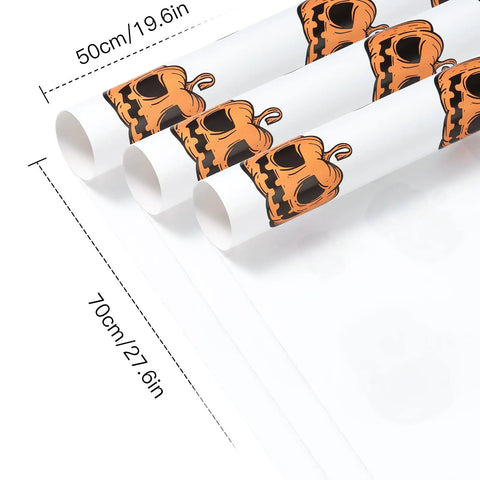 Halloween Flower Wrapping Paper Pack With Waterproof Jack O Lantern Pumpkin Pattern, rolls measuring 19.6 x 27.6 inches