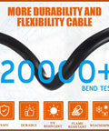 Heavy Duty 50 Amp Rv Ev Extension Cord Nema 14 50P To 14 50R 3Ft Power Cable showcasing durability through a bend test.