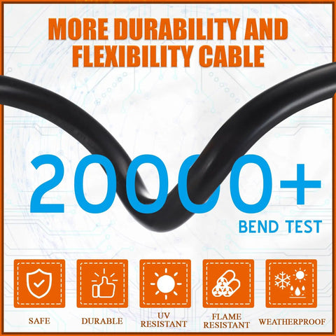 Heavy Duty 50 Amp Rv Ev Extension Cord Nema 14 50P To 14 50R 3Ft Power Cable showcasing durability through a bend test.