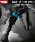 Swivel Impact Socket Set 27-Piece Three Eighths Inch Drive Heavy Duty CR-MO with 6-Point Wobble Sockets in use
