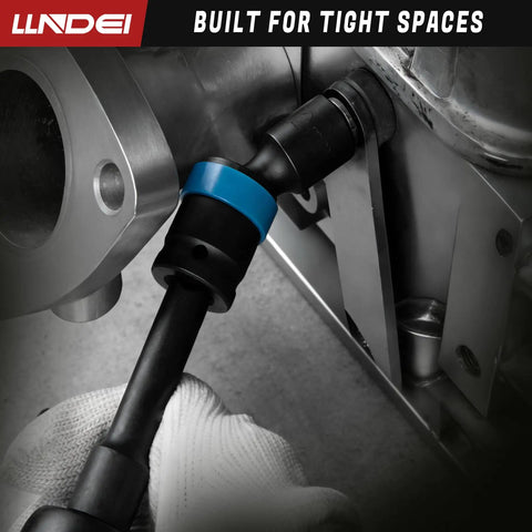 Swivel Impact Socket Set 27-Piece Three Eighths Inch Drive Heavy Duty CR-MO with 6-Point Wobble Sockets in use