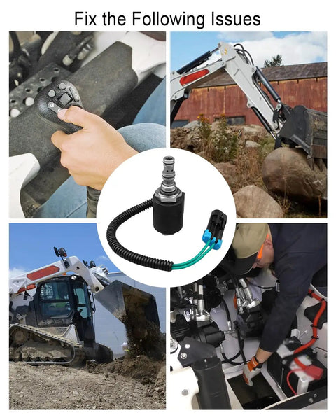 Solenoid Valve Coil And Hydraulic Spool Valve Stem Element For Skid Steer Loaders And Compact Track Loaders, Fast Acting Heavy Duty Replacement Fits 653 751 753 763 773 863 864 873 883 963 S175 S185 S205 T250 T300 T320 Replaces 6667687 6309311 6671025.