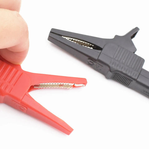 Red and black alligator clips from All In One 10Pcs Test Leads Kit With Double Insulated Leads, 1000V CAT III, 14AWG