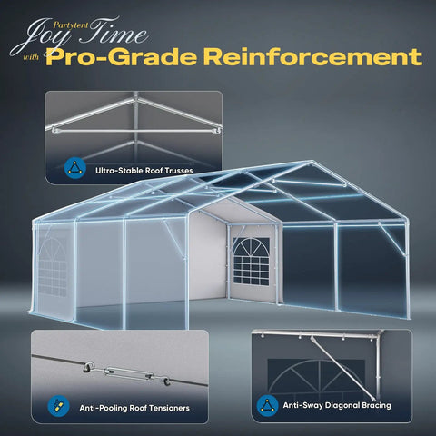 Heavy Duty 20x20 Outdoor Party Tent Gazebo White Event Shelter Wedding Canopy With Removable Sidewalls And Windows