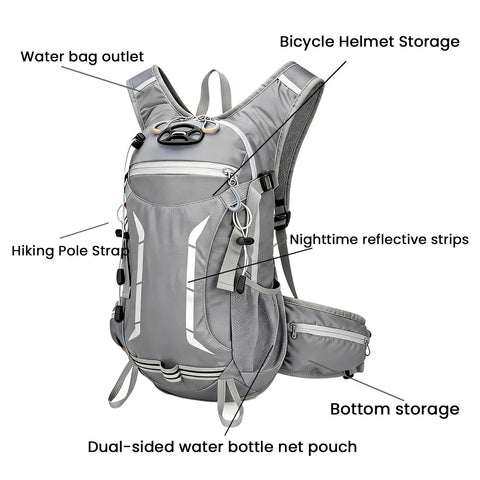 Lightweight Hydration Backpack With 2L Bladder For Men And Women, Hands Free Water Pack with adjustable chest strap and storage