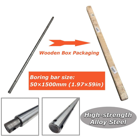 Line boring bars, two pieces, 50x1500mm, high-strength alloy steel, packaged in wooden box