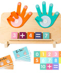 Super Slick Wooden Number Blocks And Finger Counting Board For Preschool Toddlers Total Game Changer Montessori Math Manipulatives with hand shapes.