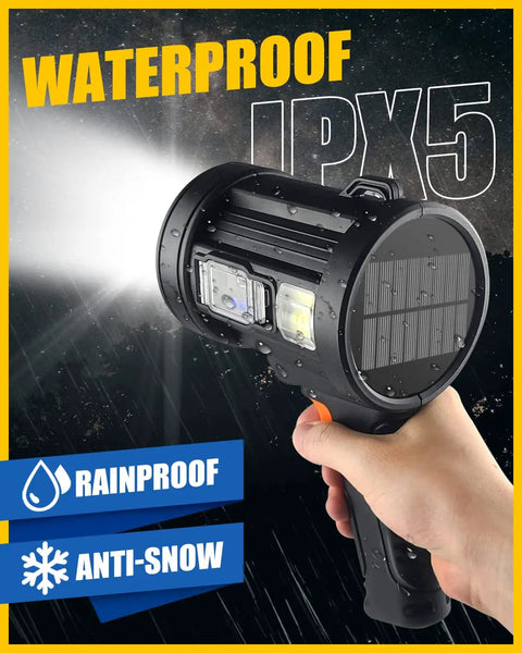 Beast Bright Handheld LED Spotlight 12000mAh Rechargeable in hand, waterproof IPX5, rainproof and anti-snow, black