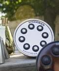 Close-up of showerhead from Brass Shower Trim Kit S2251E175 With Icon Compatibility outdoors, polished finish under sunlight.