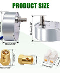 Synchronous Cup Turner Motor 2.5 To 3 RPM AC 100 To 127V 50 60 Hz 4W Reversible CCW CW With 7mm Flexible Coupling For Cup Turner Rotator Low Noise Durable Mini Motor Workhorse For Nonstop Cup Decorating. Product size shown with motor, 7mm coupling, and connectors