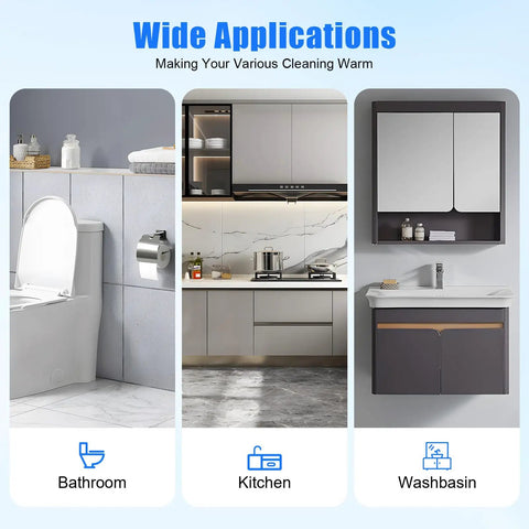 Hella Compact 2.1 Gallon Electric Mini Tank Water Heater with Instant Kickin Hot Flow for under sink kitchen and bathroom applications.
