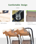 Close-up of Double Seat Outdoor Patio Swing with removable canopy showing soft cushions, cup holder, and headrest.