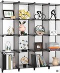 16 Cube Storage Organizer Cubby Shelving for Living Room and Kids Toys Craft Supplies Yarn Art Projects with Durable Gray Finish and Included Rubber Hammer for Quick Cleanup and Easy Organization displaying books and decor
