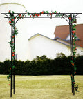 Steel Garden Arch For Climbing Plants 6 Ft 9 In High By 4 Ft 11 In Wide Weather Resistant Black Epoxy Finish Outdoor Yard Arbor in garden