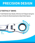 Precision design of Six Piece Metric Ratchet Wrench Set With Double Box End Flex Heads, 72-Tooth Gear, 5 Degree Swing